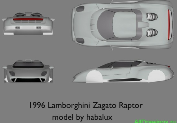 Lamborghini Zagato Raptor (Ламборджини Загато Раптор) - чертежи (рисунки) автомобиля